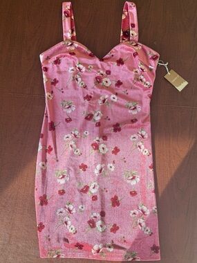 Forever 21 Pink Floral Velvet Dress NWT